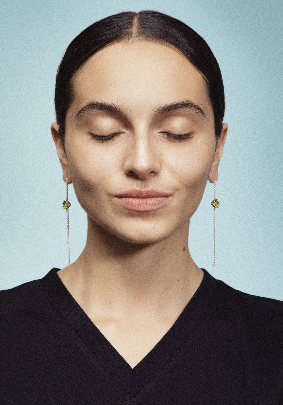 Green Earrings "Floating Stones"