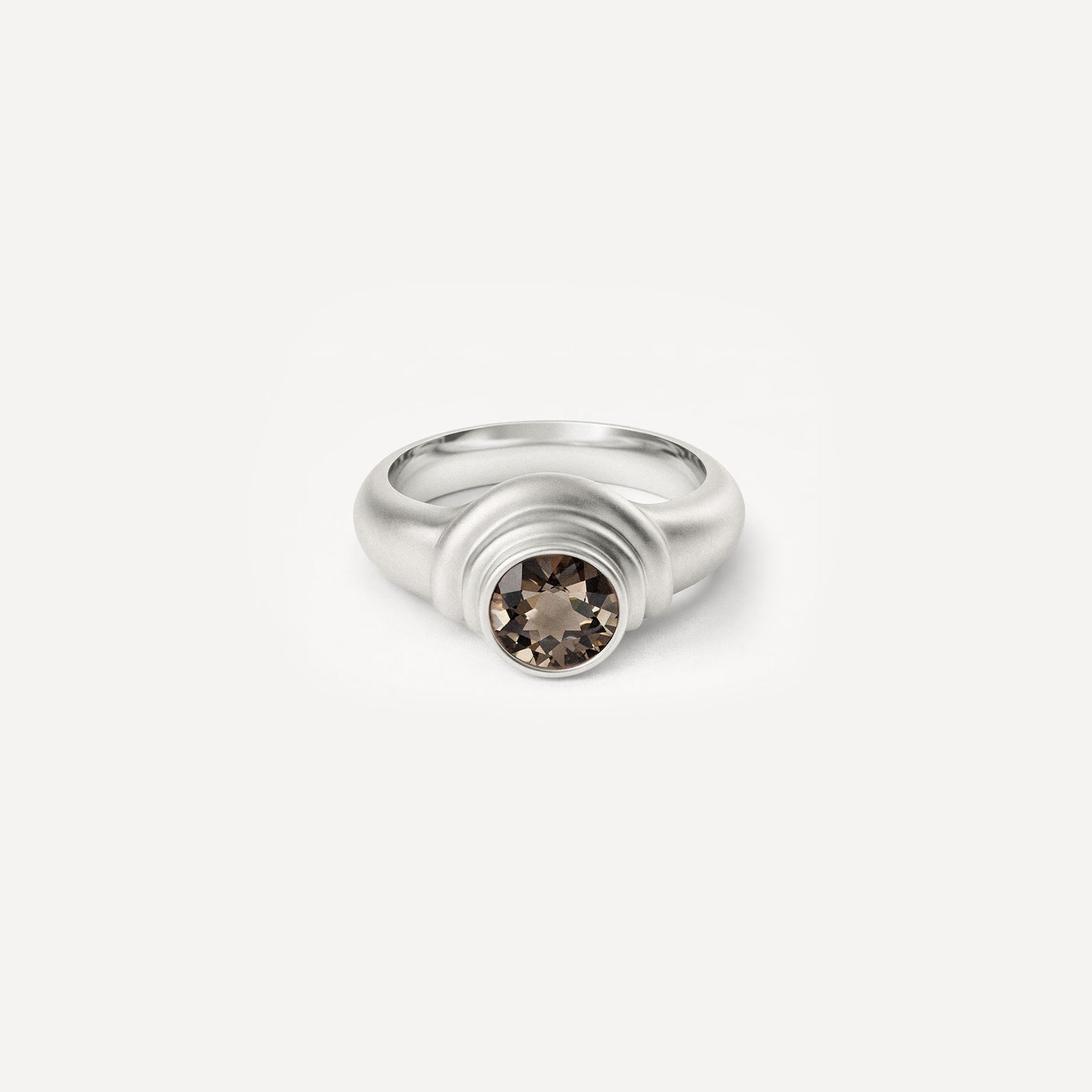 Silver 2/3 ring with Smoky Quartz. 