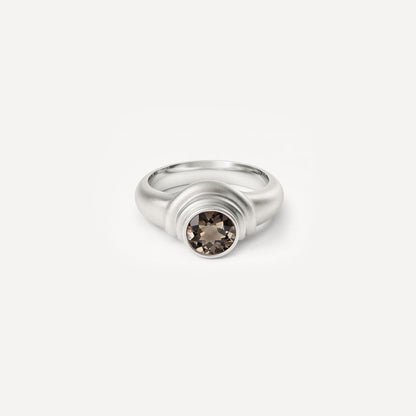 Silver 2/3 ring with Smoky Quartz. 