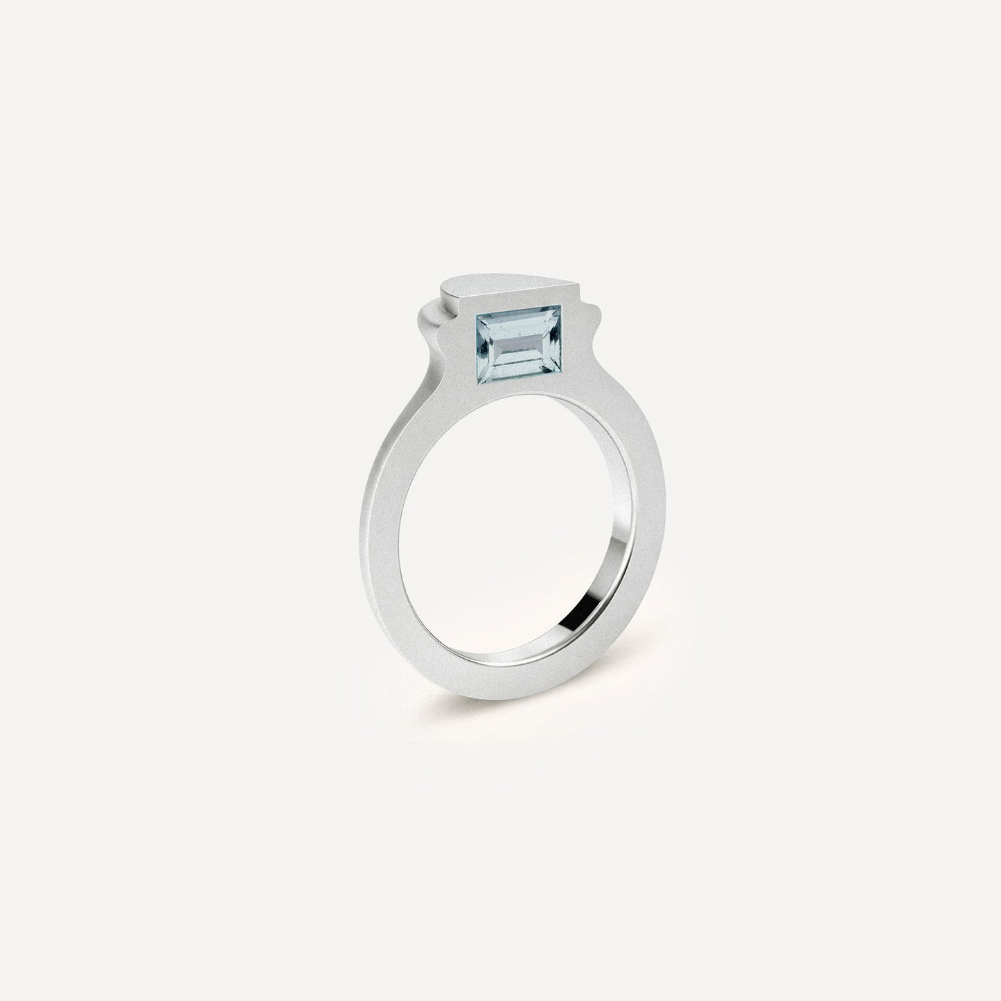 Silver signet ring with Blue Topaz on the side in 1 half of the ring.