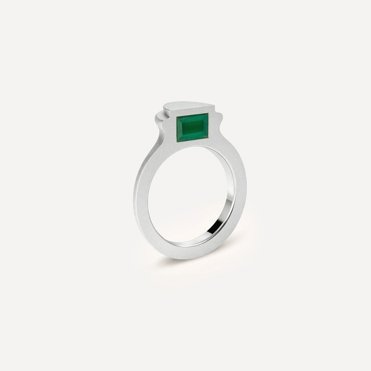 Silver signet ring with Chrysoprase on the side in 1 half of the ring.
