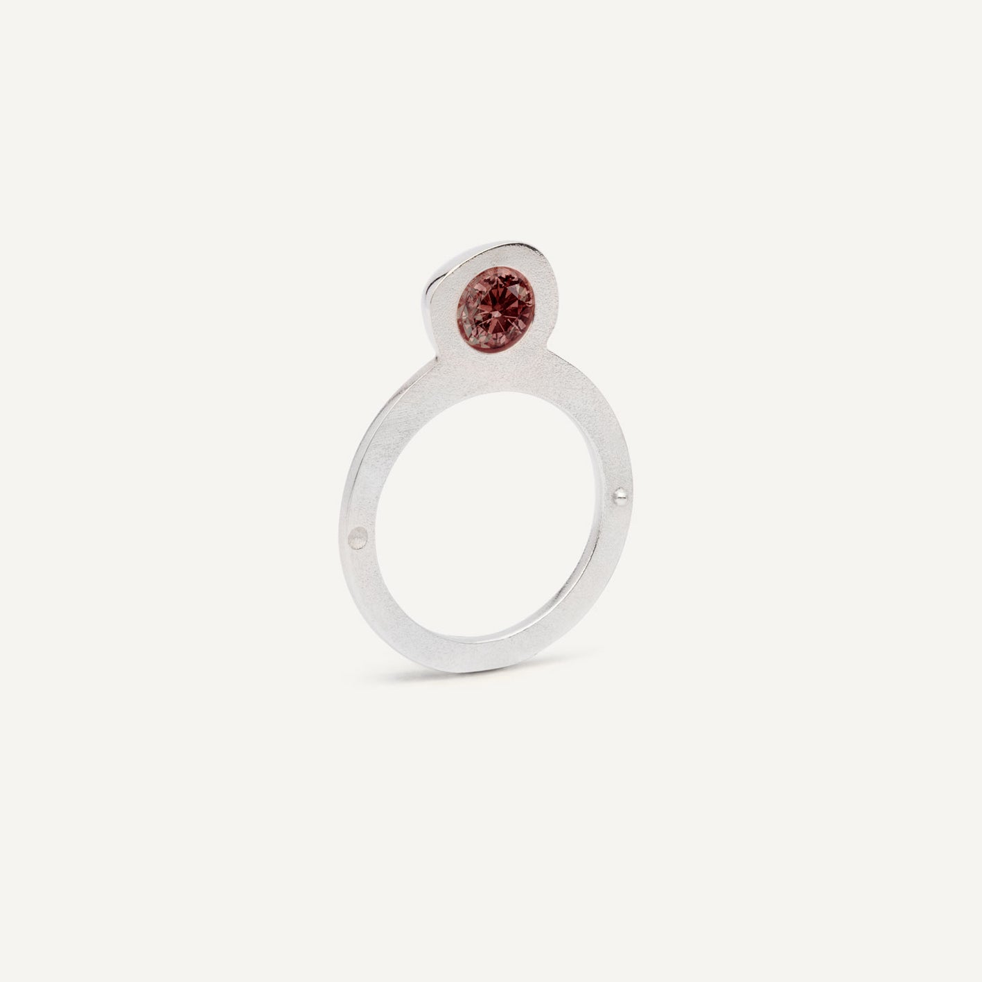 Silver signet ring with Red Garnet in 1 half of the ring. 