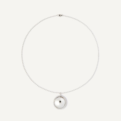 Silver half-sphere necklace designed to be worn every day. Handmade in Barcelona.