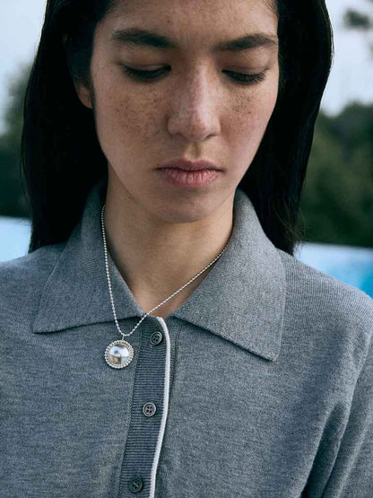 Silver half-sphere necklace designed to be worn every day. Handmade in Barcelona.