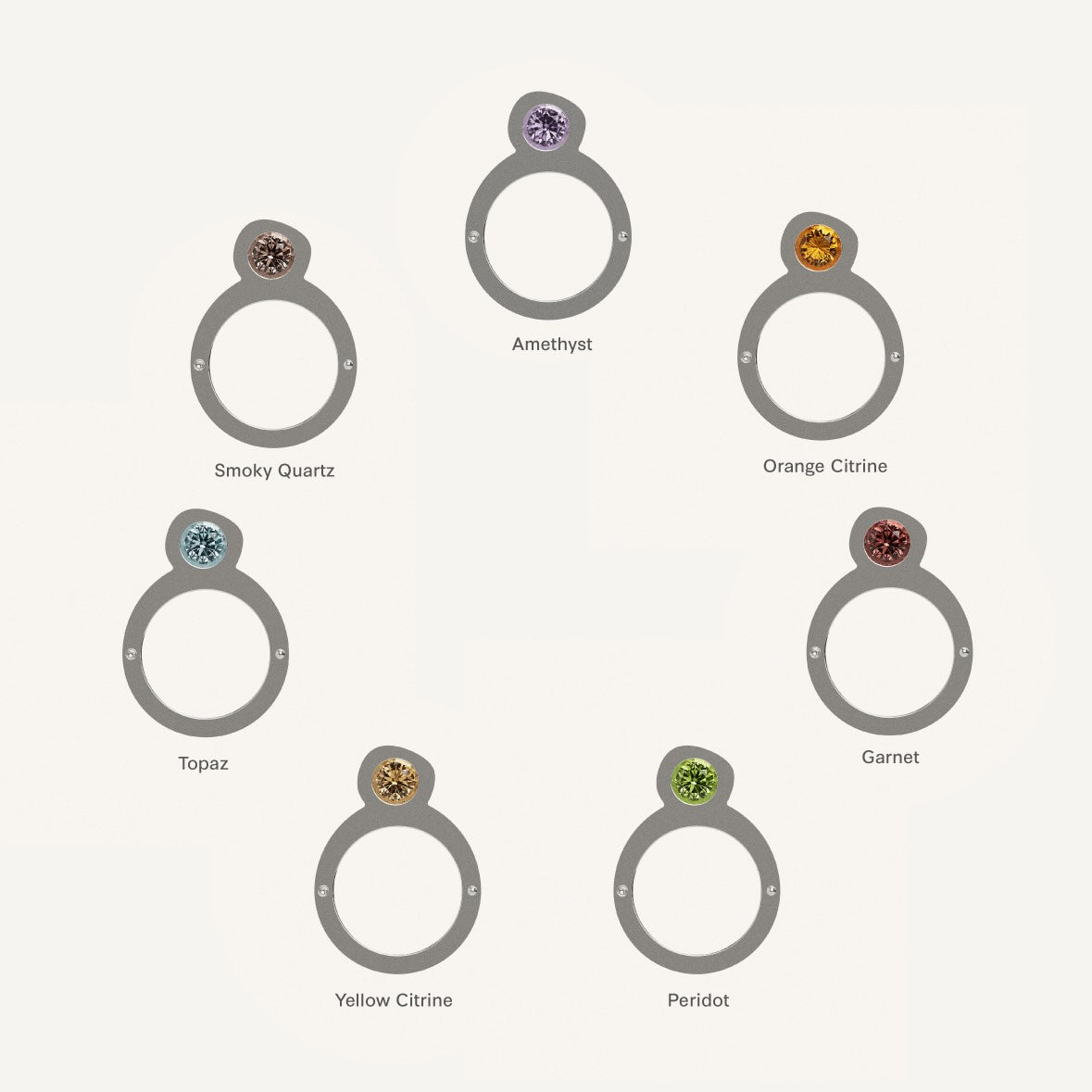 This silver ring is made of 2 parts. When it’s closed, it looks as if nothing’s happening. But when you open it — surprise — a hidden garden of gemstones inside. 