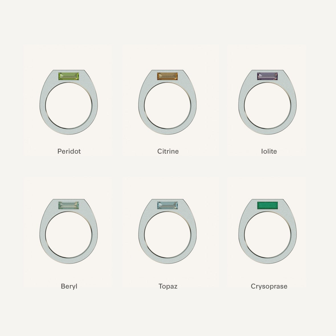 This silver signet ring is made of 2 parts. When it’s closed, it looks as if nothing’s happening. But when you open it — surprise — a hidden garden of gemstones inside. 