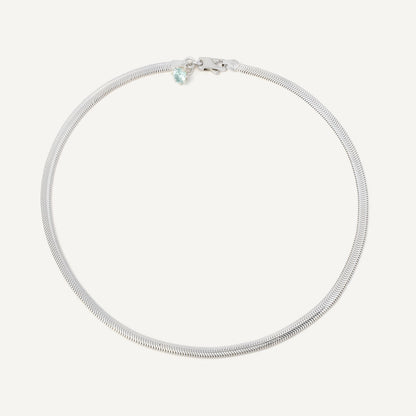 Silver thick chain with a gemstone at the back designed to be worn every day. Handmade in Barcelona. 